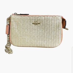 COACH straw large wristlet
